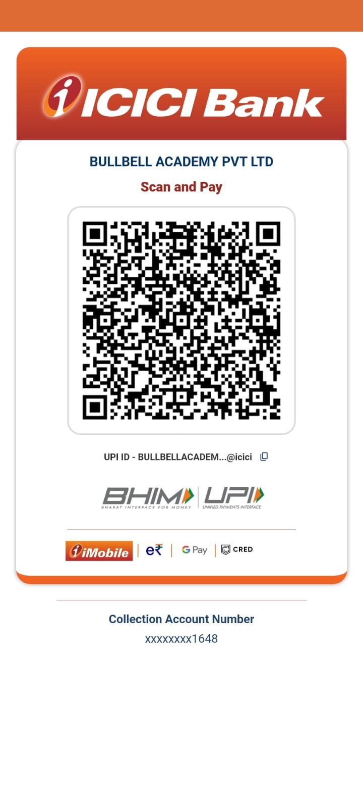 ICICI Bank QR Code - Bullbell Academy Pvt Ltd